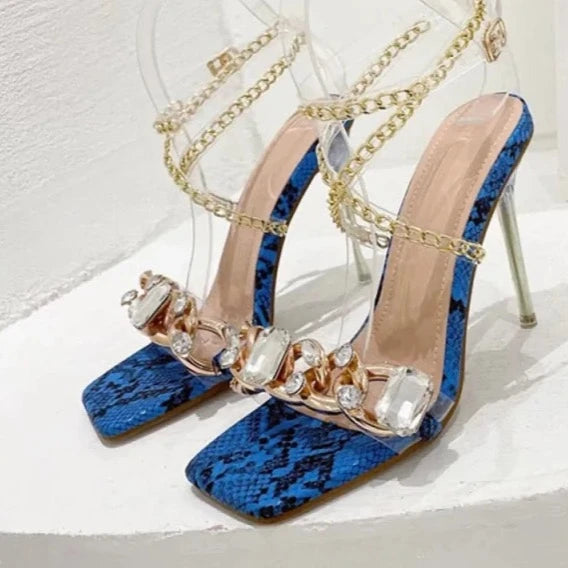 Crystal Chain Transparent Heels