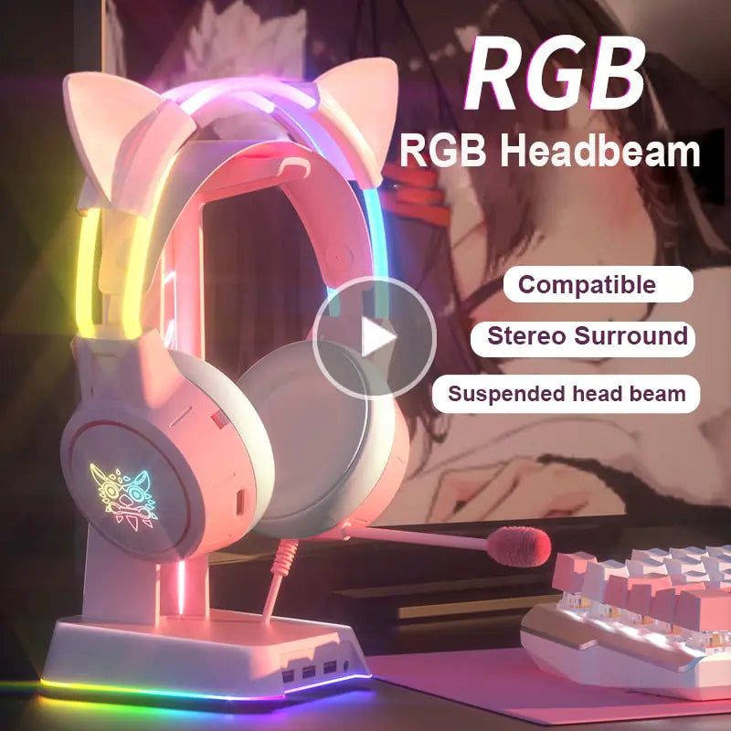 LED Gamer Cat Ear Headset