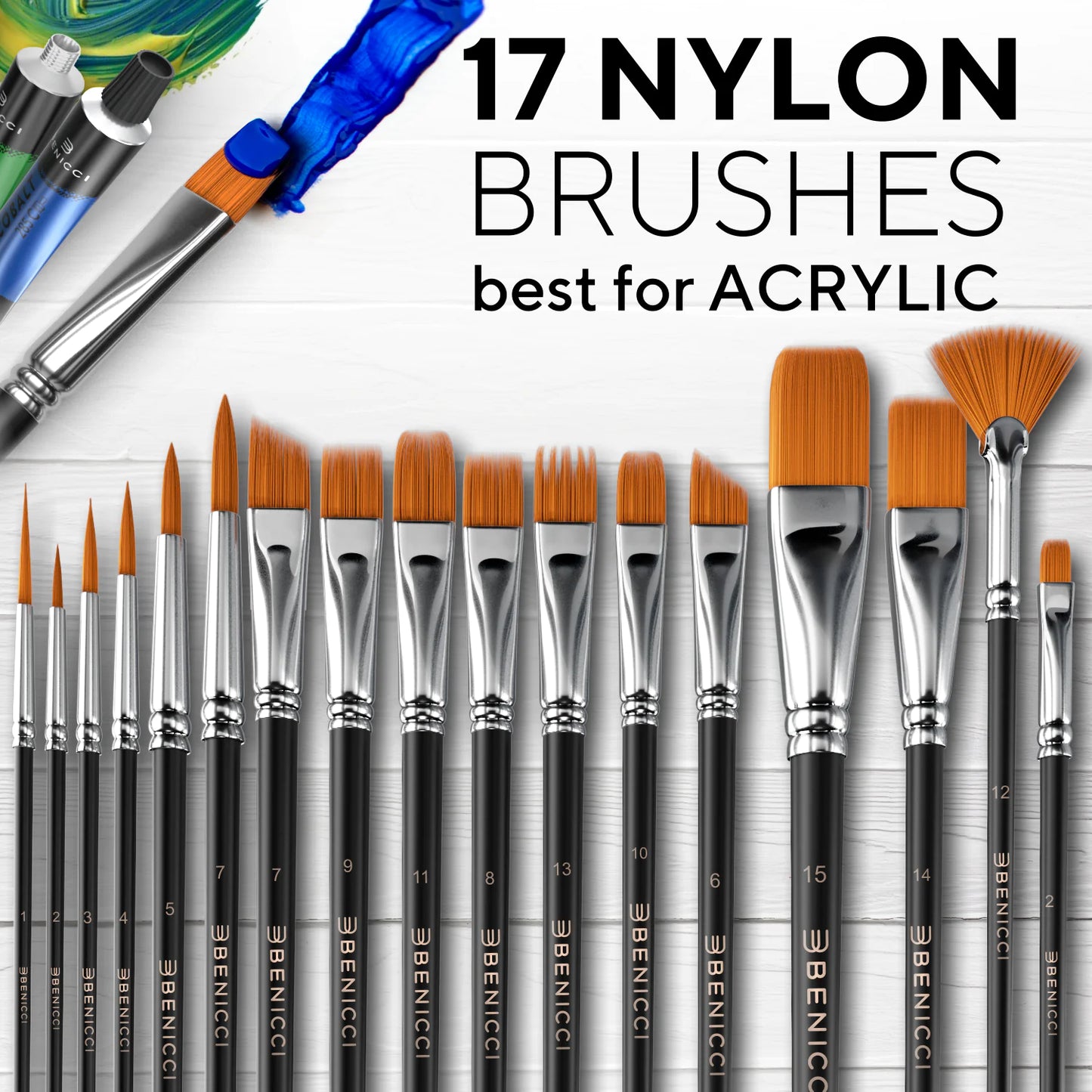 40 Piece Paint Brush Set + Storage