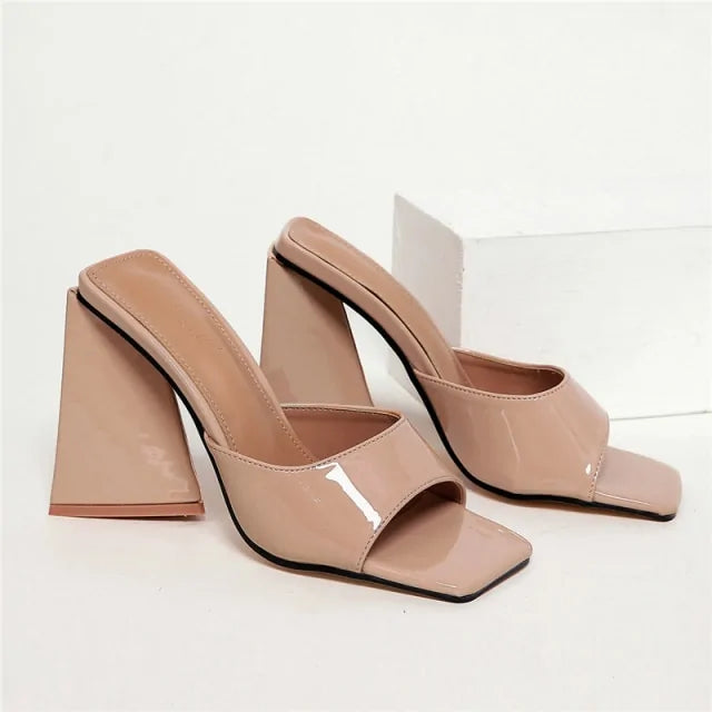 Mules Silk Thick Block Heels